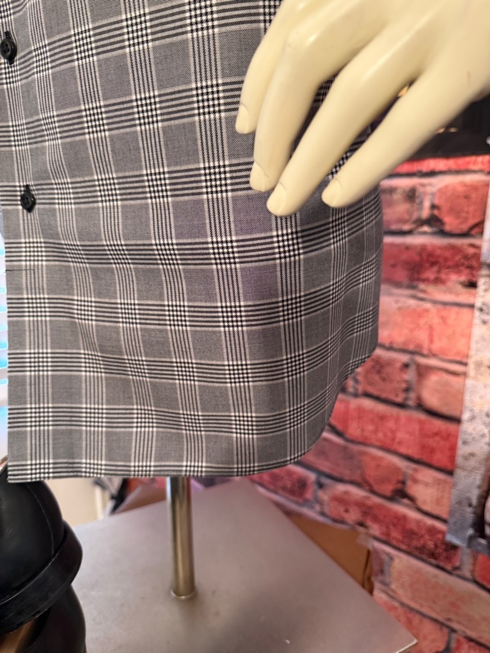 Paul Fredrick Black & White Plaid Cotton Button-Up - Picture 7 of 17